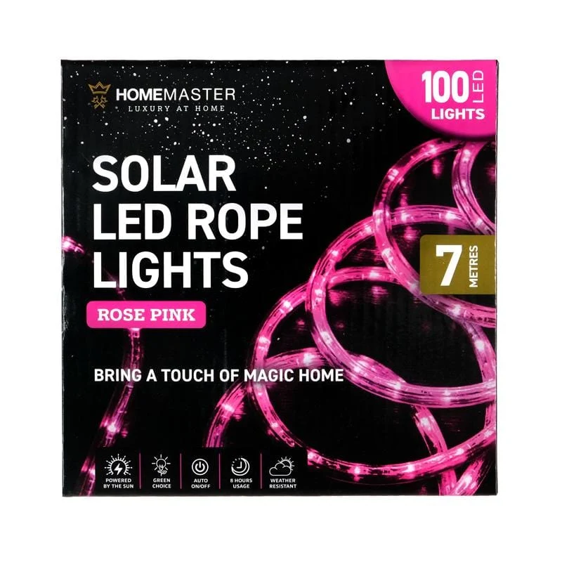 100 LED Luz de corda solar rosa (7m)