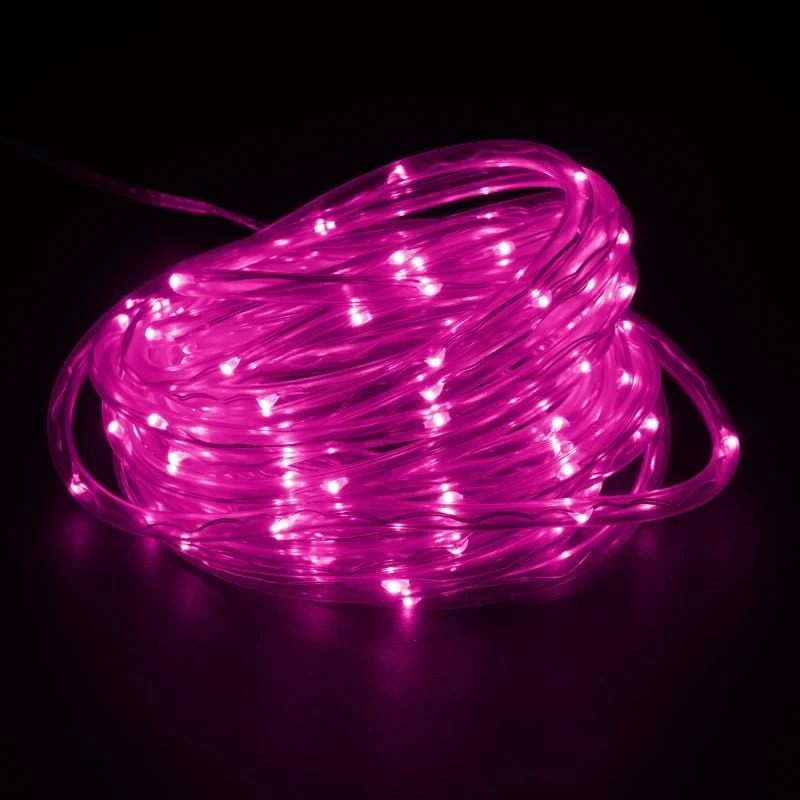 100 LED Luz de corda solar rosa (7m)
