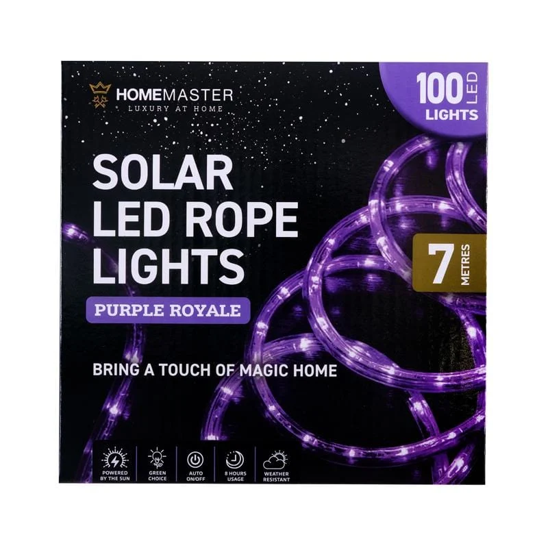 100 LED Luz de corda solar roxa (7m)