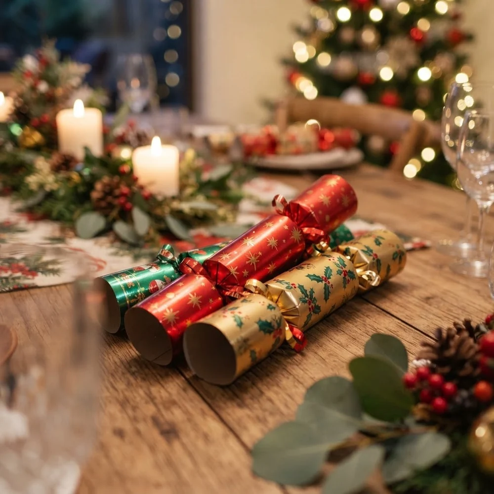 Crackers de Natal e itens para a casa