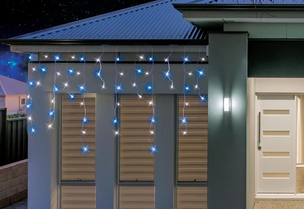 200 luzes solares azuis e brancas de gelo
