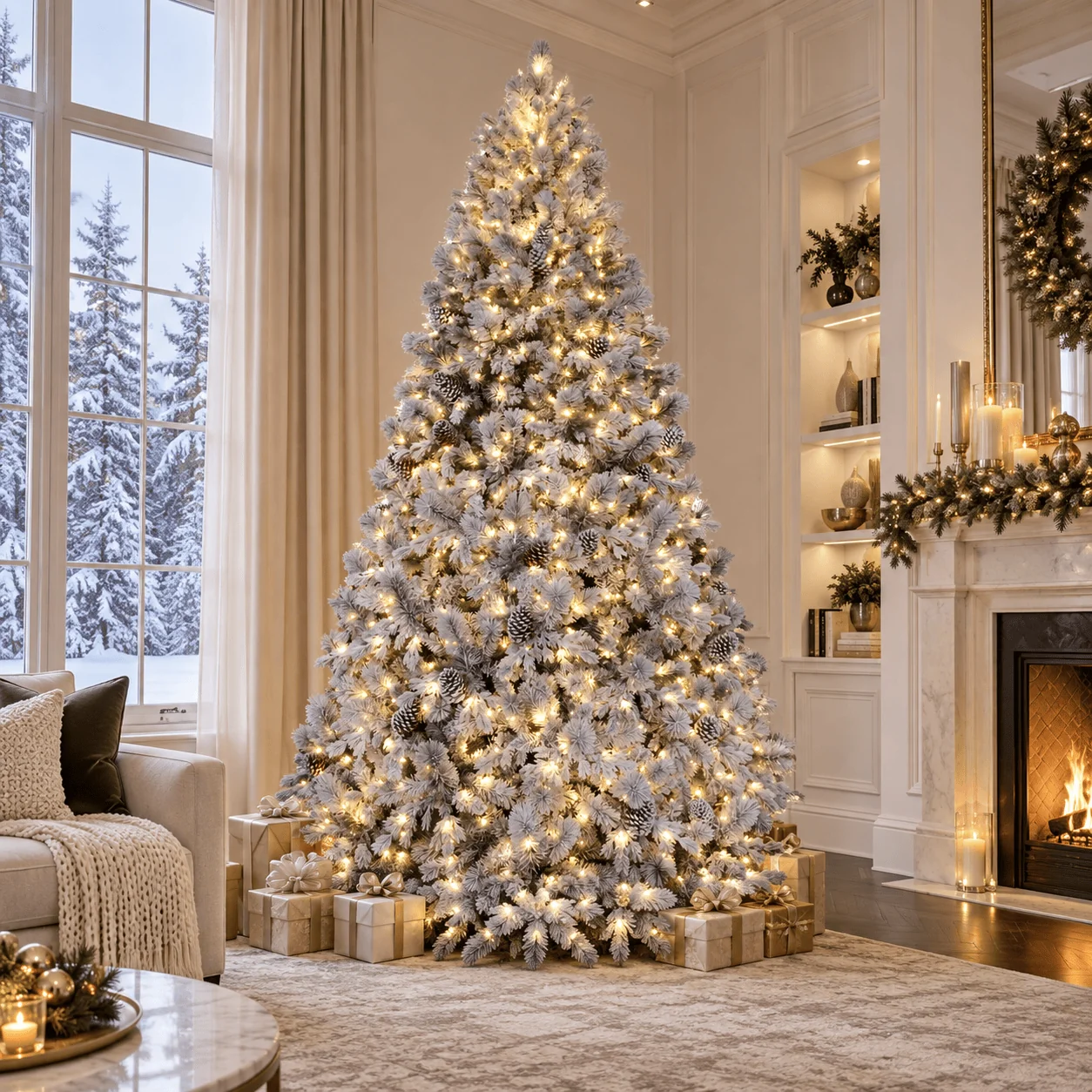 Árvore de Natal pré-iluminada de pinheiro nevado (2.7m)