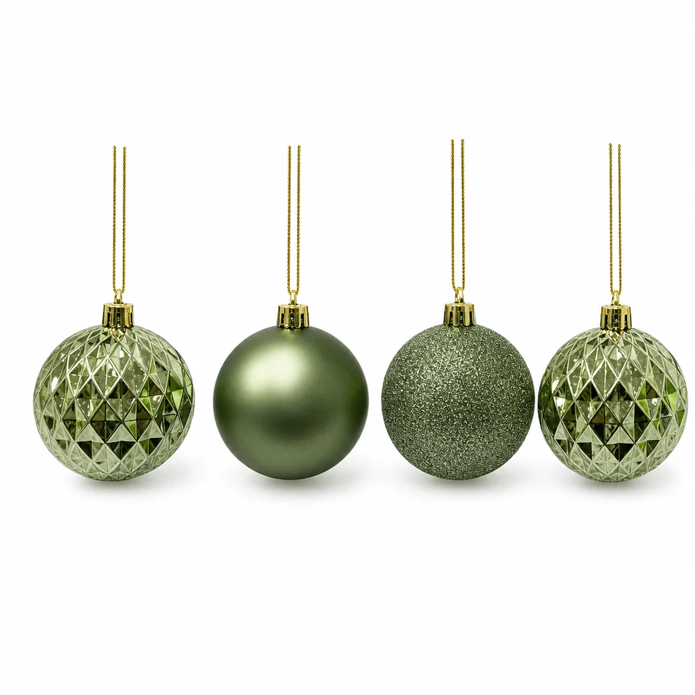 Bolas de Natal Inquebráveis Verde Exército kit com 4 unidades (8cm)