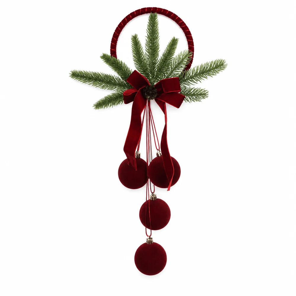 Bolas Penduradas Flocadas vinho (14x51cm)