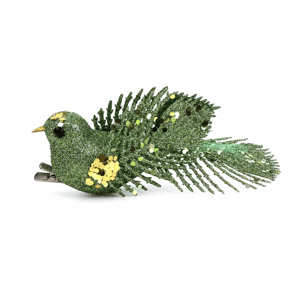 Clipe de pássaro verde musgo (15cm)