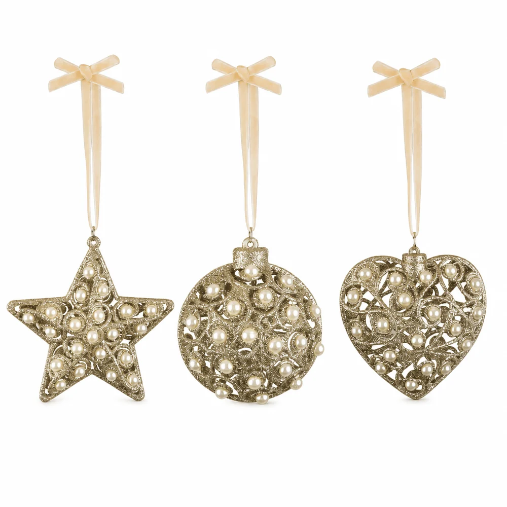 Ornamento de Champanhe e Pérola (10cm)