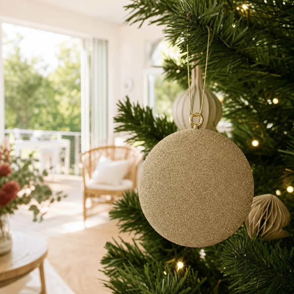 Bola de Natal com contas de ouro (20cm)