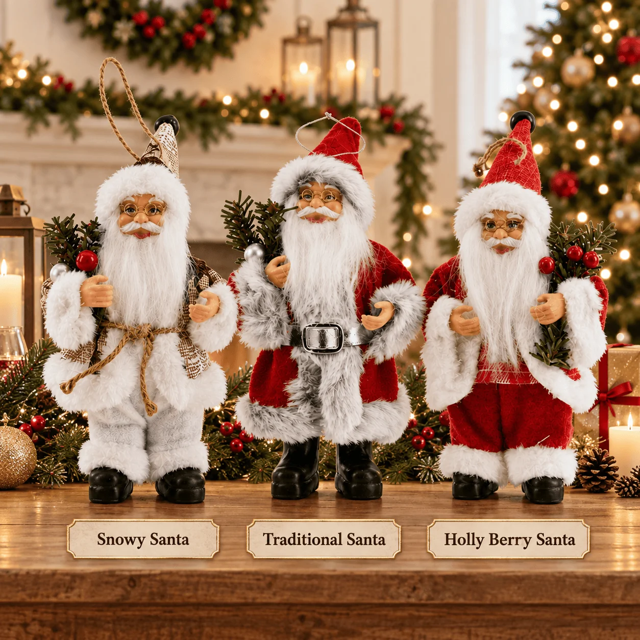 Ornamento de estatueta vintage de Papai Noel (18cm)
