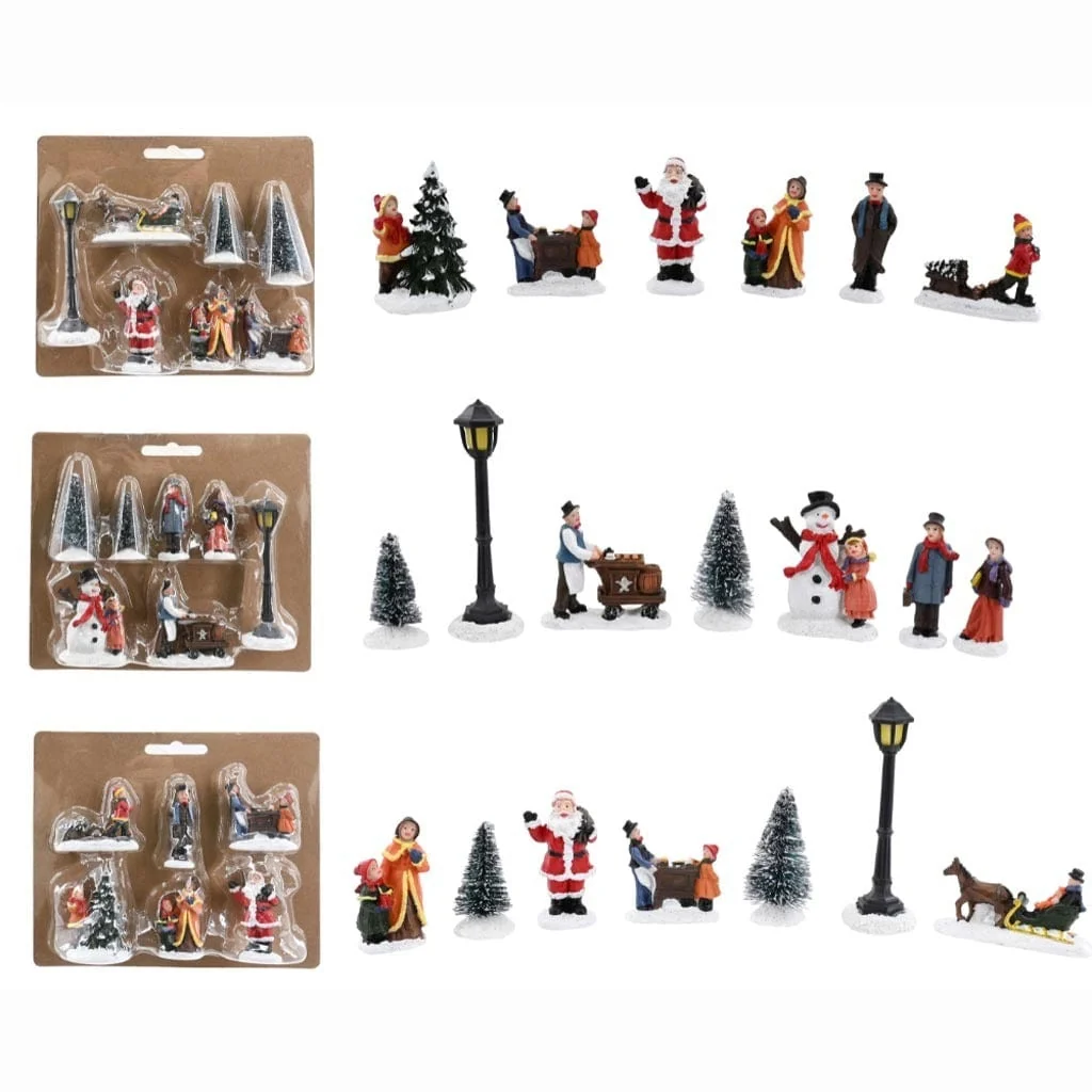 Conjunto de estatuetas de aldeão de Natal sortido