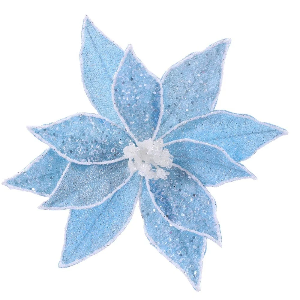 Clipe de poinsétia de neve de cristal sortido