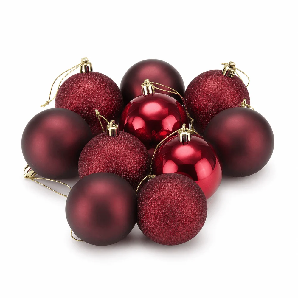 Bolas de Natal Mix vinho kit com 9 unidades (6cm)