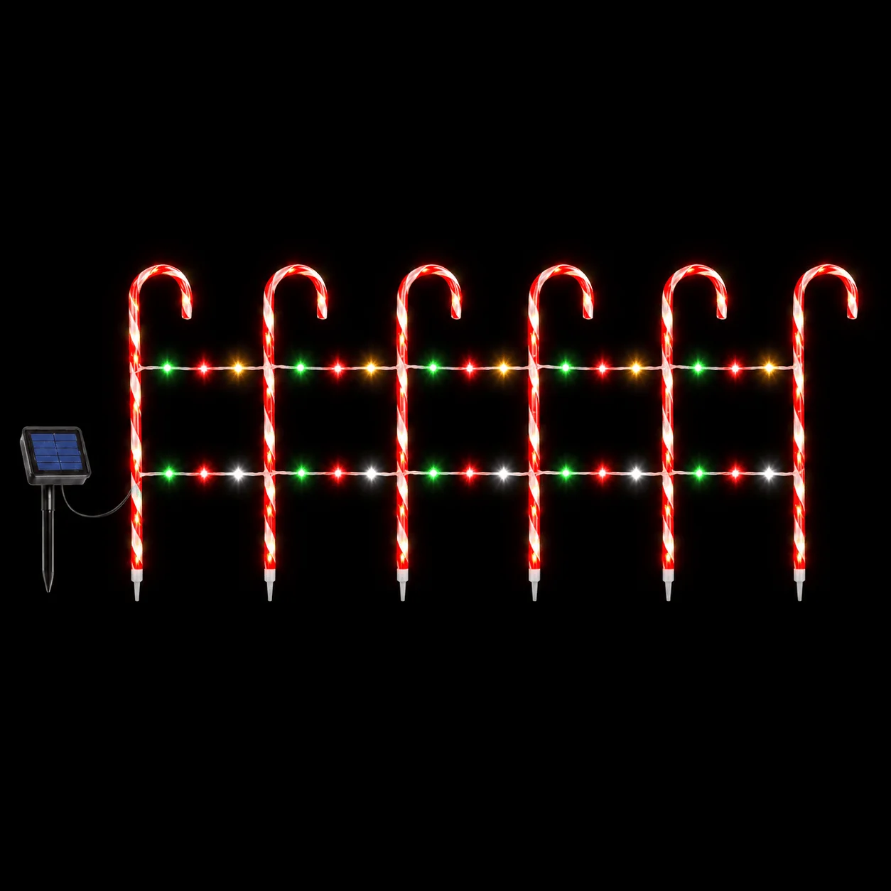 LED Cerca Solar Bengala doce Multicolorido (4.5m) kit com 6 unidades