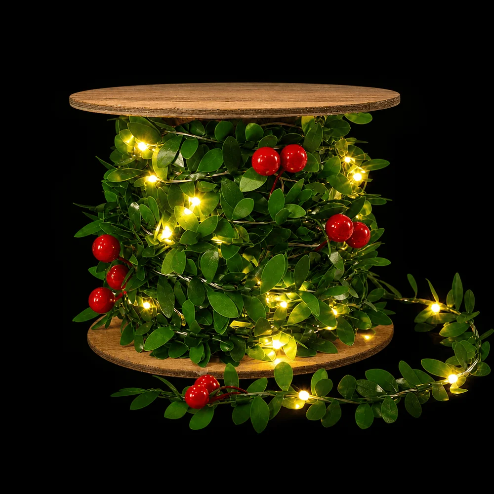 LED Guirlanda de Holly Fruta decorativa iluminada operada por bateria (3m)