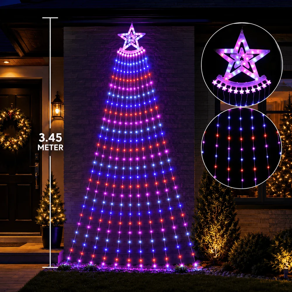 LED Flexi Luz Cachoeira Figura de estrela Carnaval