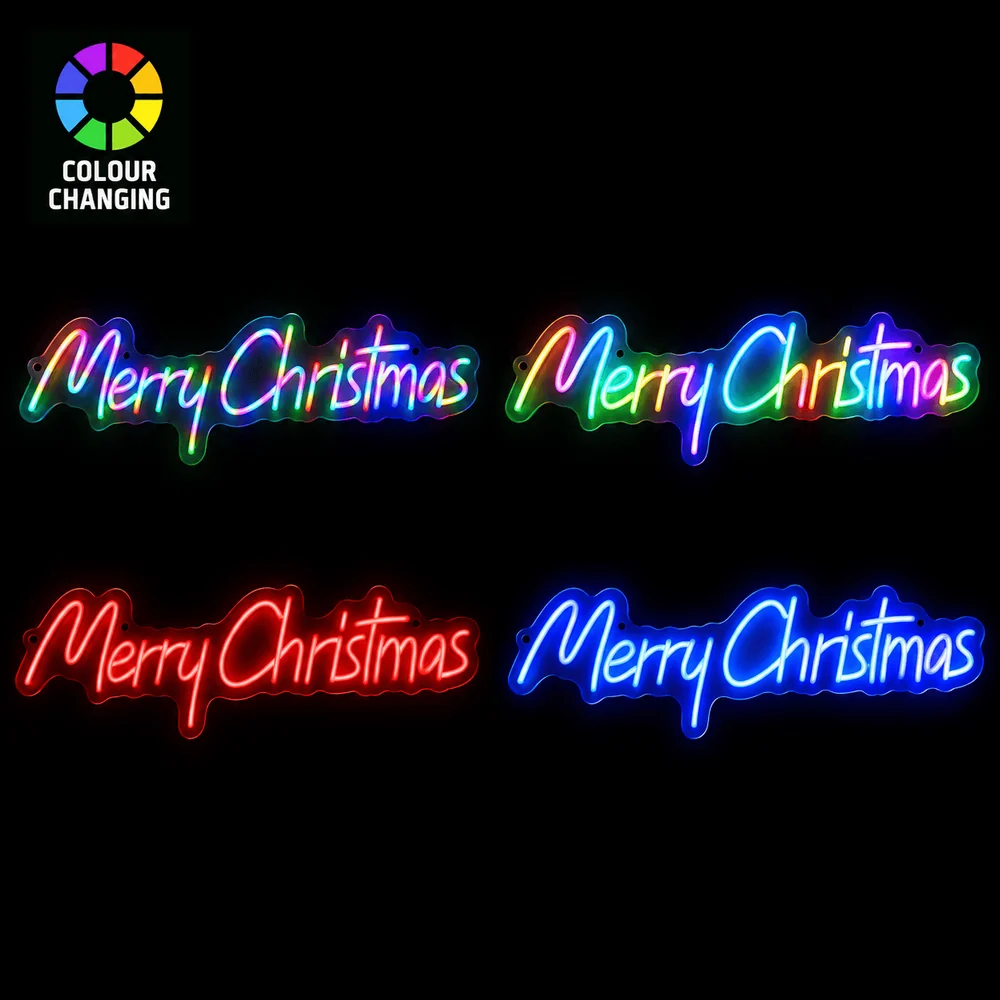LED Mudança de cor Neonflex Feliz Natal (16cm x 60cm)
