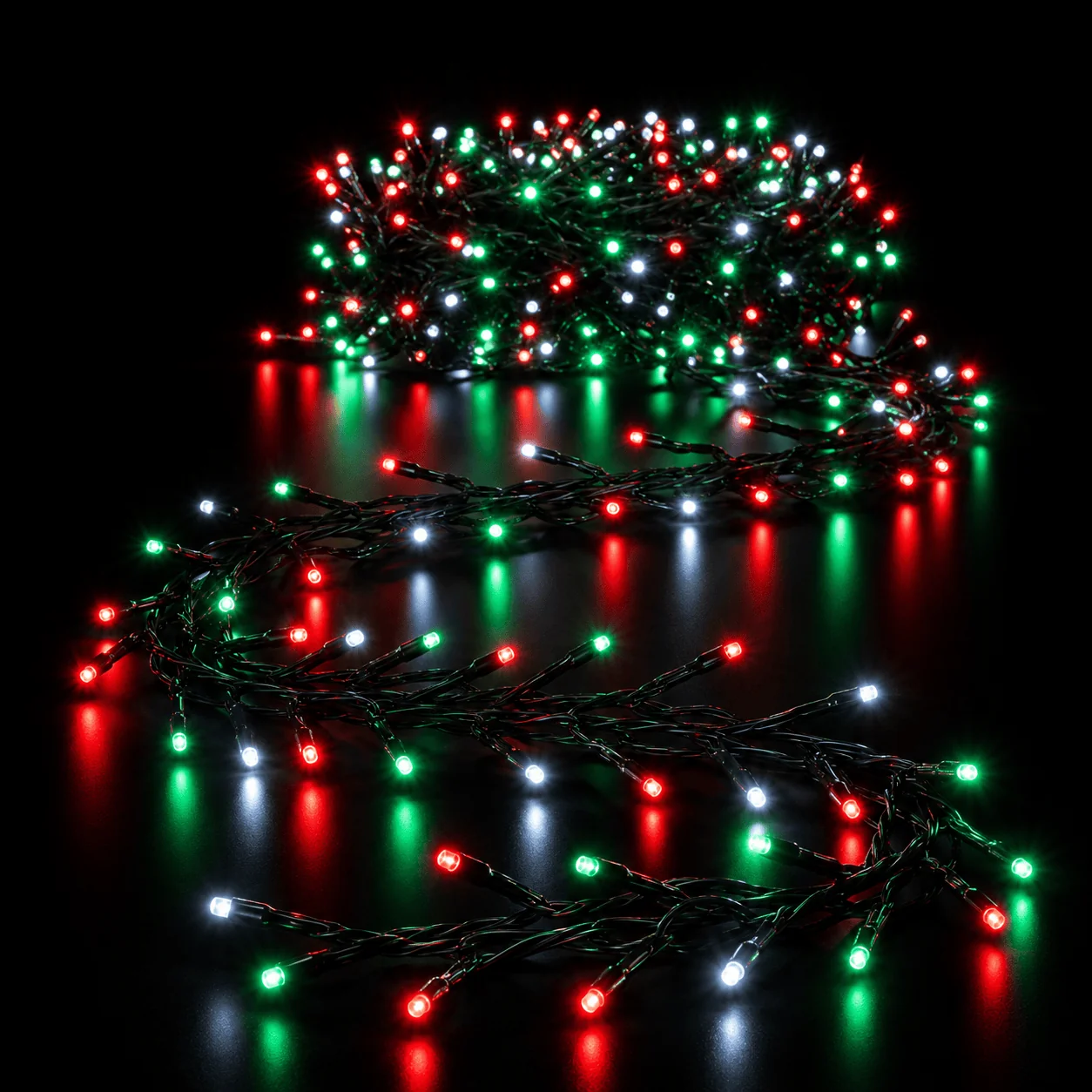 LED 2000 Luzes em cachos Vermelho-Branco-Verde 29m