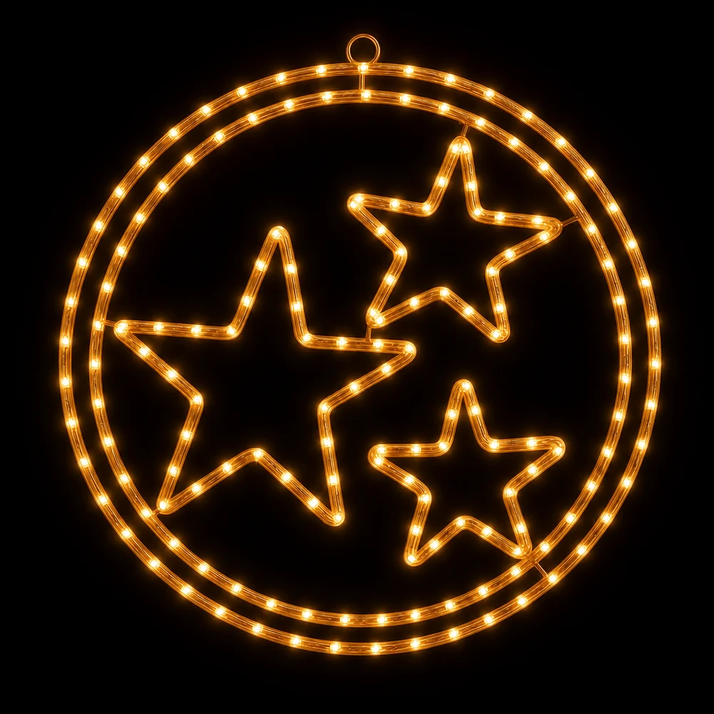 LED Motivo de estrelas cintilantes de anéis duplos (52cm)