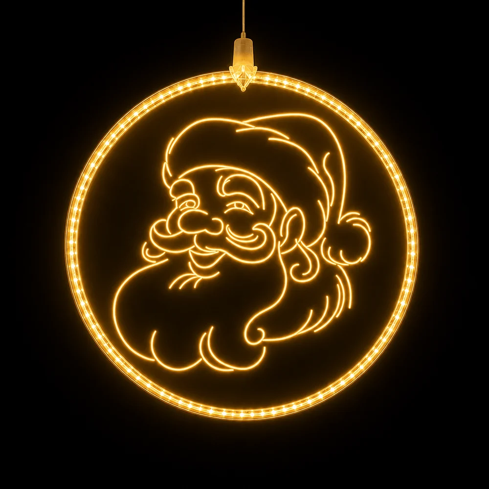 LED Motivo de luz pingente de rosto de Papai Noel (30cm )