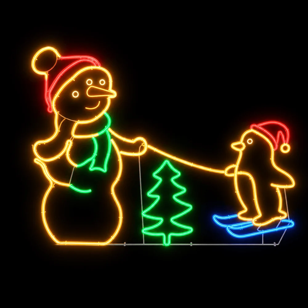 LED Boneco de neve e pinguim Neonflex (100cm x 72cm)