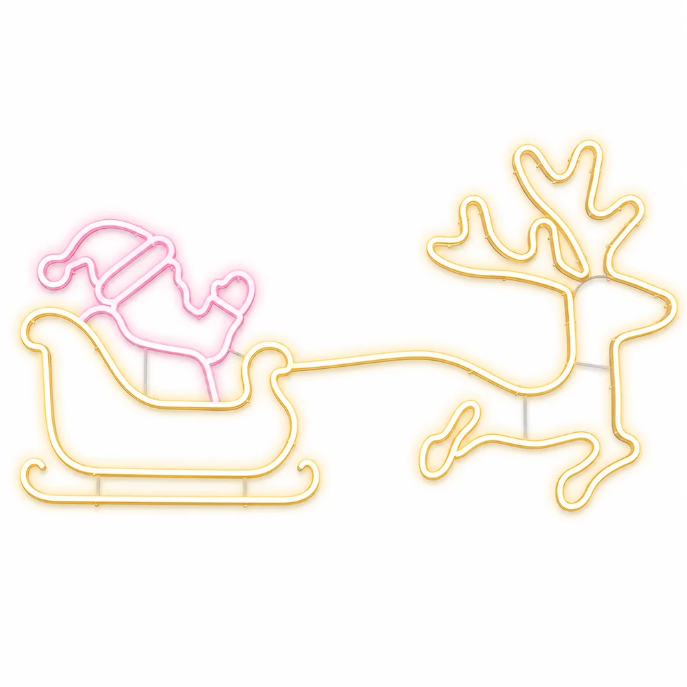 Renas e trenó de Papai Noel com LED Neonflex (220cm)