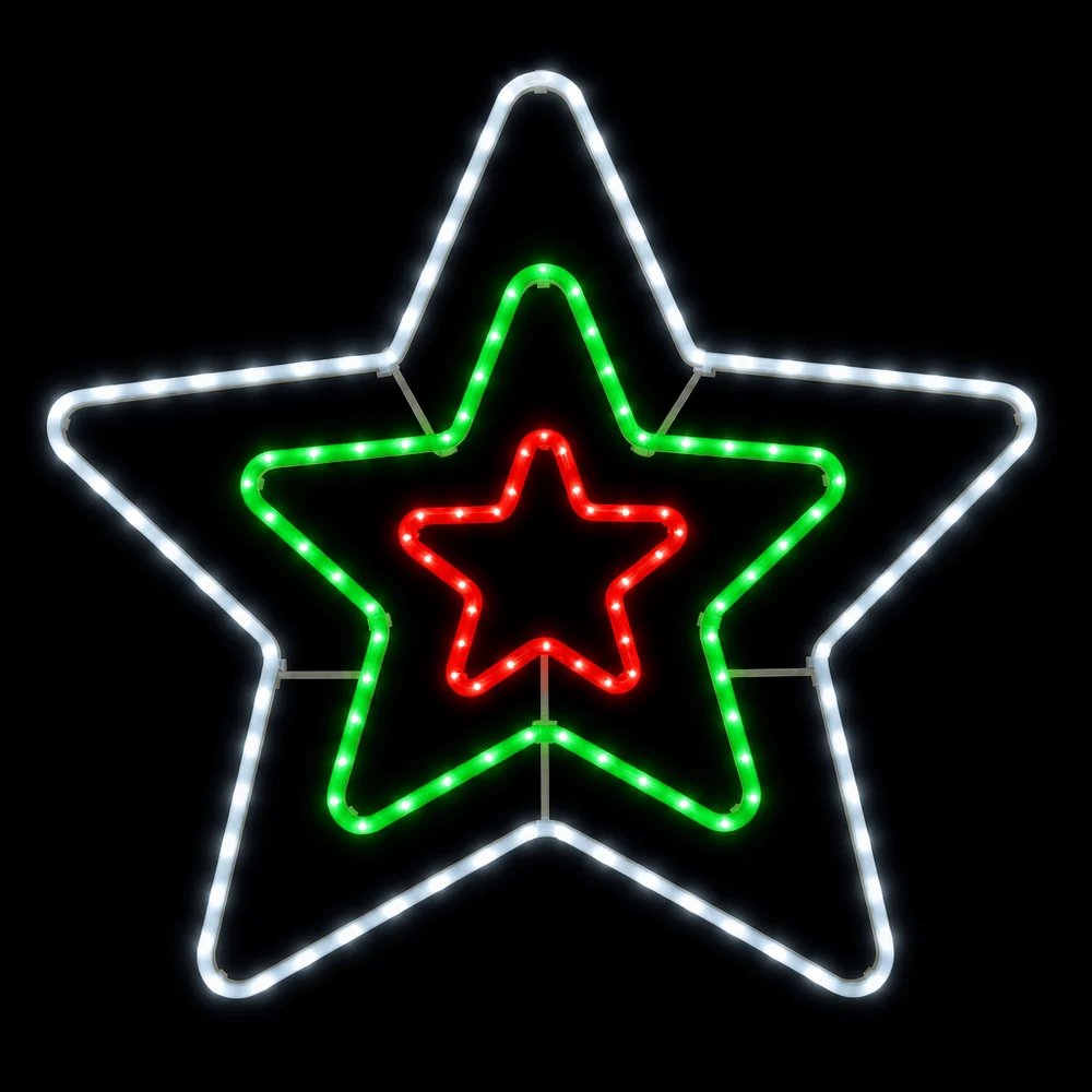 Estrela piscante 3 em 1 LED Neonflex vermelho-verde-branco frio (72cm)