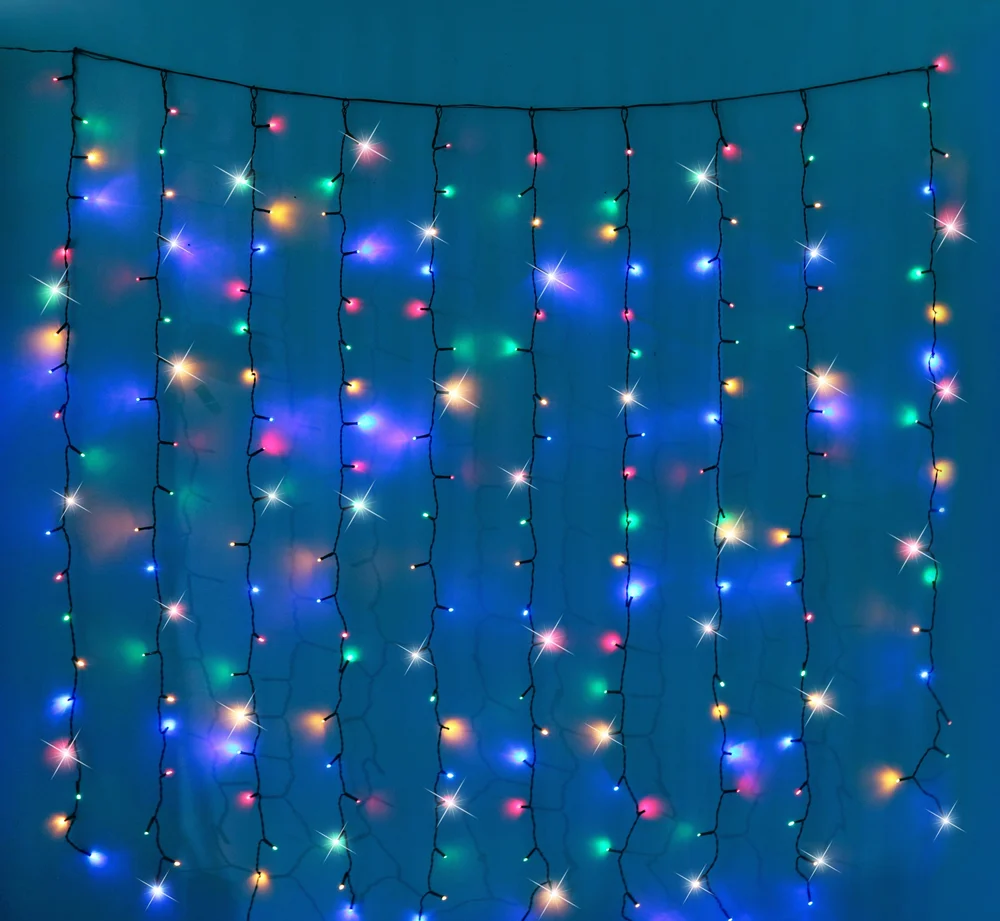 Bateria 200 LED Luzes de cortina em jarra com temporizador sortido