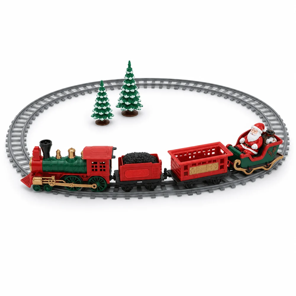Conjunto clássico de trem grande de natal
