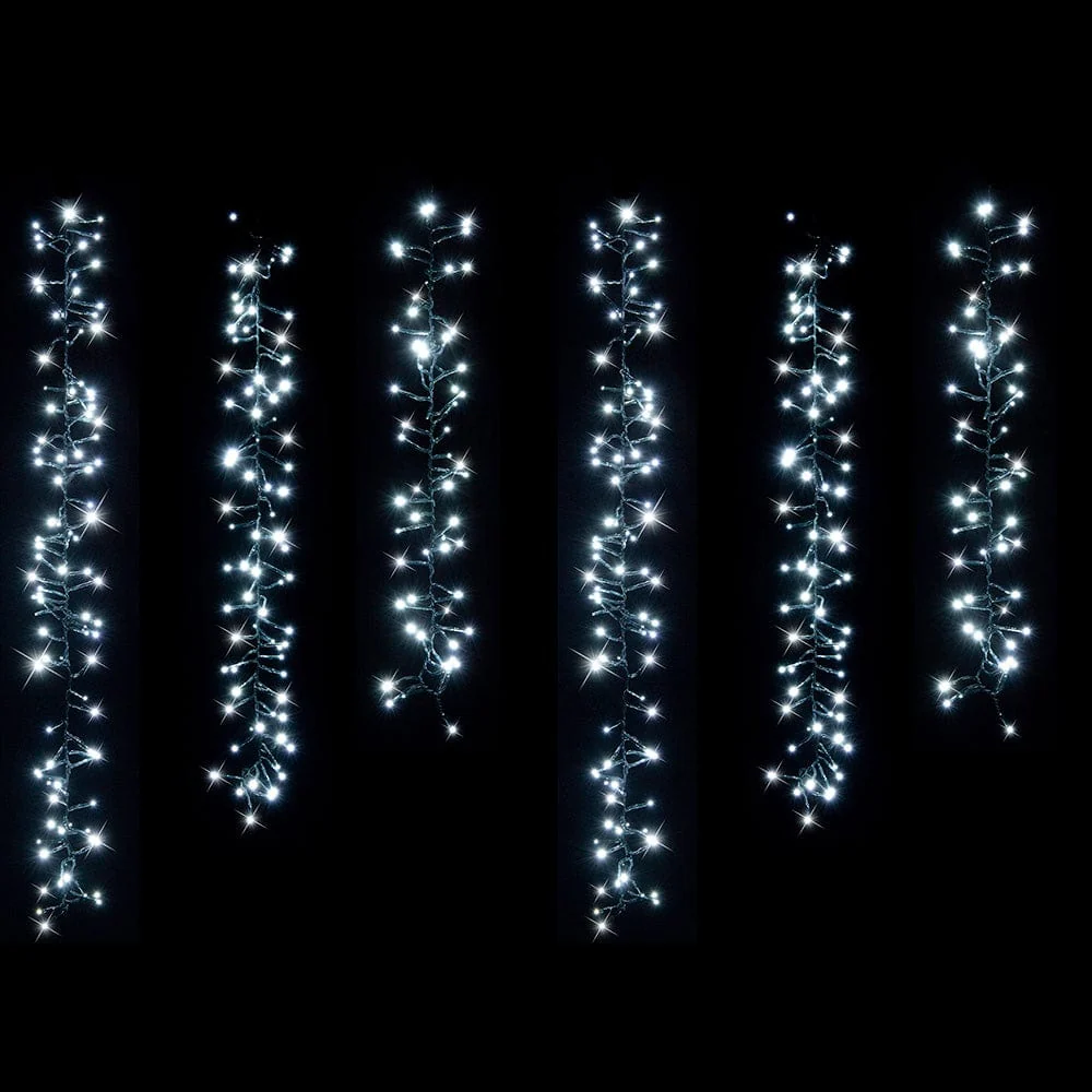 Luzes solares em cachos para árvore com 480 LED branco frio (10m)