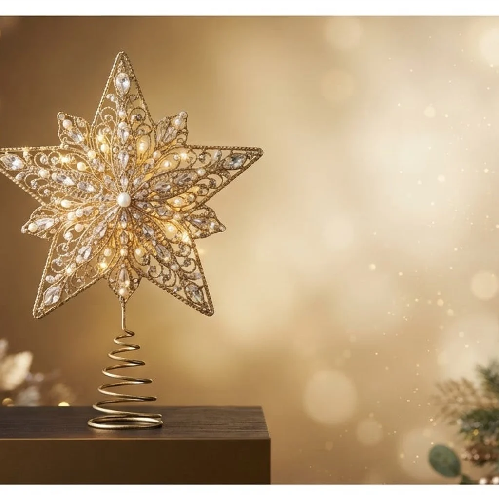 Chapéus de coco e estrelas para árvores de Natal