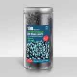Bateria 100 LED Luzes frias em jarra com temporizador