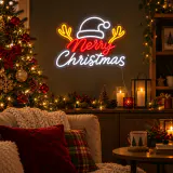 LED Neonflex Feliz Natal com Chifres (20cm x 39cm)