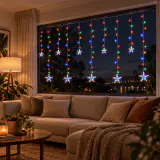 LED Cortina Estrelas Luz Multicor