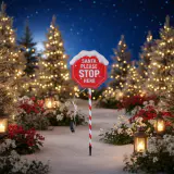 LED Luz de estaca operada por bateria do Papai Noel Pare aqui (105cm)