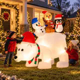 Urso polar animado inflável e amigos (218cm)