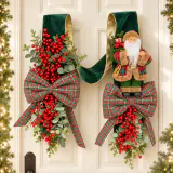 Escapulário de Papai Noel com fita xadrez