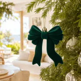 Laço decorativo verde aveludado (10 cm)