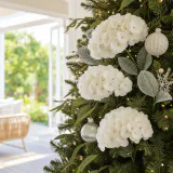 Caule de hortênsia branca com neve (64cm)