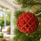 Bola de Natal de favo de mel vermelho (15cm)