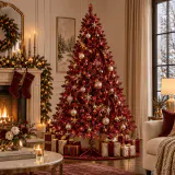 Árvore de Natal Bordeaux pré-iluminada (2.1m)