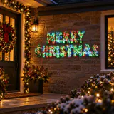 LED Motivo de mudança de cor de Feliz Natal (160cm)