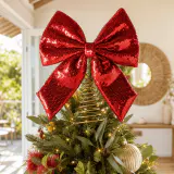 Ponteira de árvore com laço glamouroso (32cm)