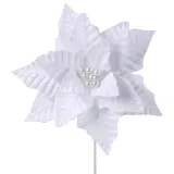 Haste de poinsétia de veludo branco (50cm)
