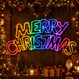 LED Mangueira luminosa curvado com motivo de Feliz Natal arco-íris