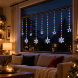 LED Cortina estrela-floco de neve multicor