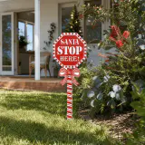 Estaca Papai Noel Pare Aqui (65cm)