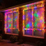 LED Cortina Crazy Cintilante Luz em cachos Multicor 3.5m