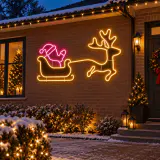 Renas e trenó de Papai Noel com LED Neonflex (220cm)
