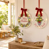 Placa Floral Iluminada Laço Vermelho (25.5cm)