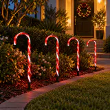 Luzes solares LED de jardim em formato de bengala (4 peças)