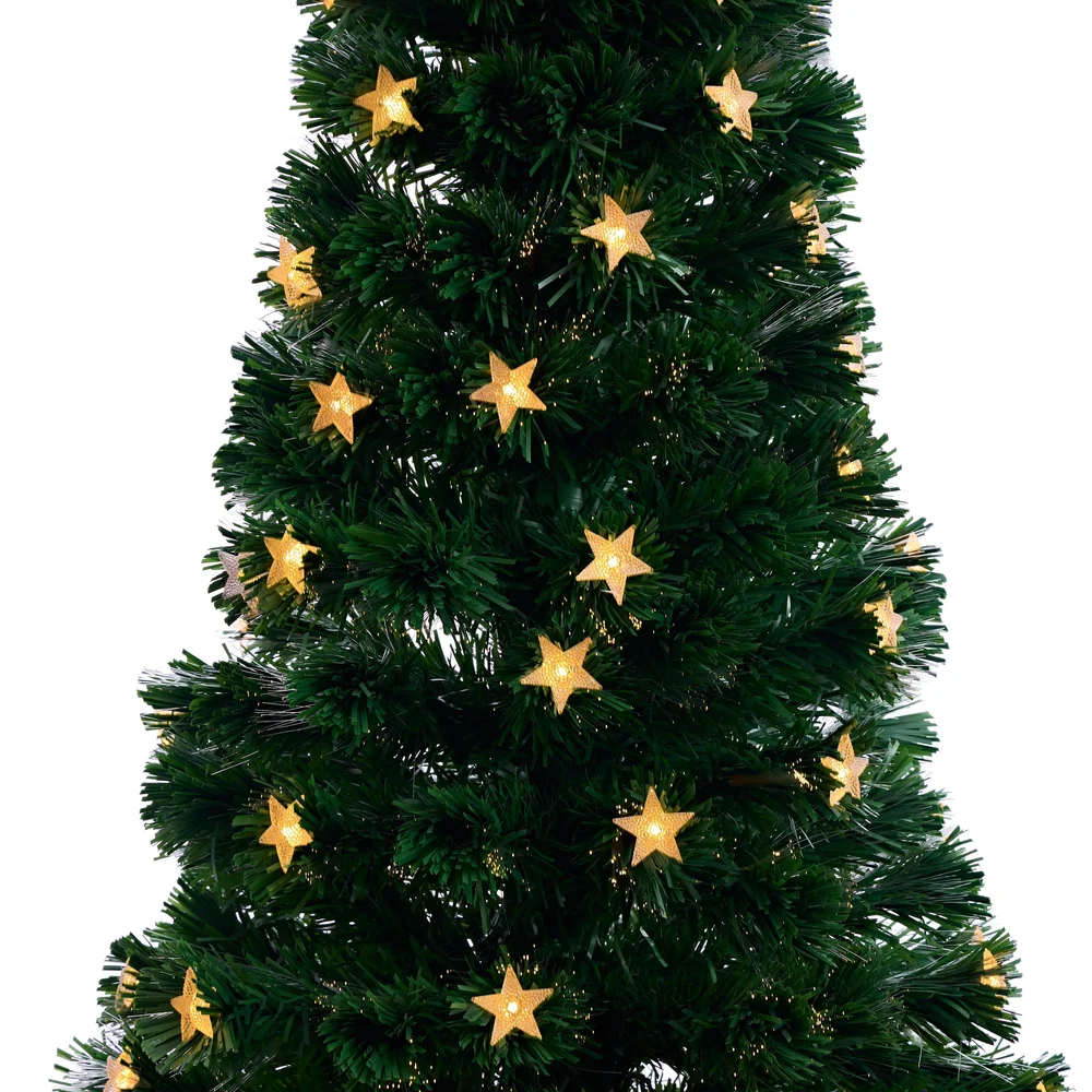 Árvore de Fibra Óptica com Estrelas 3D LED Branco Quente (1.8m)